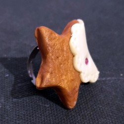 Anello "Star bisquit" in fimo/ToDo, regolabile, no nichel, fatto a mano